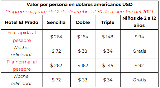 Tarifas en dolares americanos